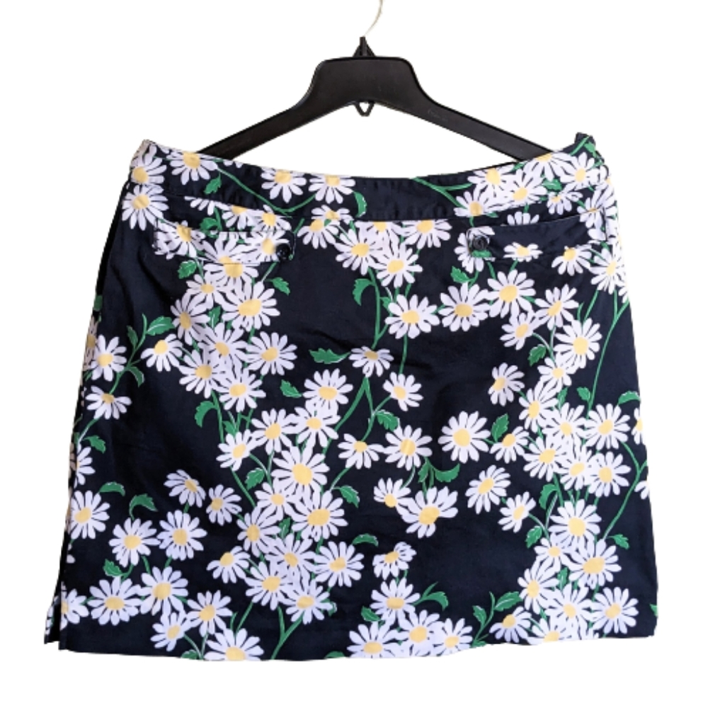 E P Pro Golf Skort Skirt Navy White Daisy Floral Print Preppy